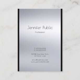 Carte De Visite Élégant professionnel glamour Silver Plain Luxe