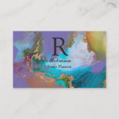 Carte De Visite Élégant professionnel Gold Blue Purple Periwinkle (Dos)