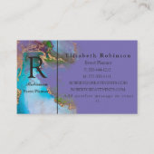 Carte De Visite Élégant professionnel Gold Blue Purple Periwinkle (Devant)