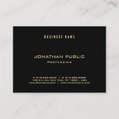 Carte De Visite Élégant professionnel Gold Texte Modèle noir (Dos)