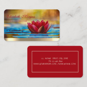 Carte De Visite Élégant professionnel Lotus Rouge, Yoga