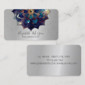 Carte De Visite Élégant professionnel Mandala Silver Confetti Yoga (Devant / Derrière)