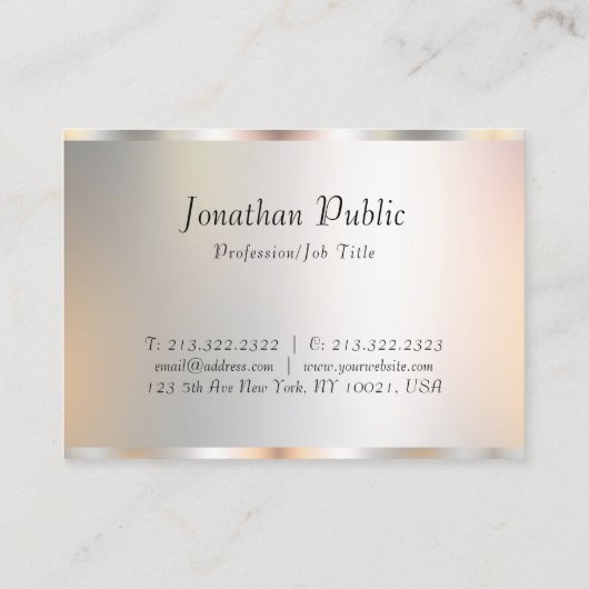 Carte De Visite Élégant professionnel Modèle moderne Script Argent (Dos)