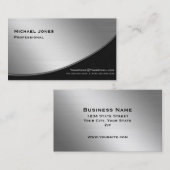 Carte De Visite Élégant professionnel moderne argent noir (Devant / Derrière)