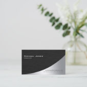 Carte De Visite Élégant professionnel moderne argent noir (Debout devant)