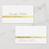 Carte De Visite Élégant professionnel Moderne Blanc Or Plaine (Devant / Derrière)