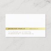 Carte De Visite Élégant professionnel Moderne Blanc Or Plaine (Dos)