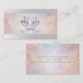 Carte De Visite Élégant professionnel moderne, Bokeh Silver Lotus (Devant / Derrière)