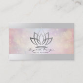 Carte De Visite Élégant professionnel moderne, Bokeh Silver Lotus (Devant)