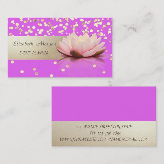 Carte De Visite Élégant professionnel, Moderne, Confetti, Lotus (Devant / Derrière)