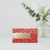 Carte De Visite Élégant professionnel, Moderne, Confetti Or, Rouge (Debout devant)
