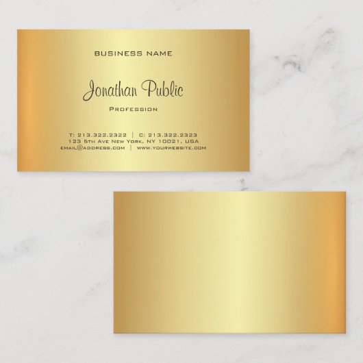 Carte De Visite Élégant professionnel moderne glamour look or (Devant / Derrière)