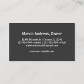 Carte De Visite Élégant professionnel moderne gris foncé simple (Dos)