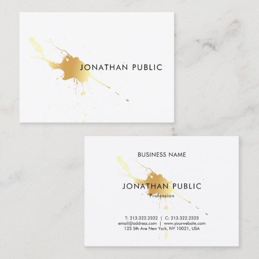 Carte De Visite Élégant professionnel moderne Modèle doré (Devant / Derrière)