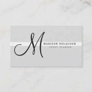 Carte De Visite Élégant professionnel moderne Monogramme argent