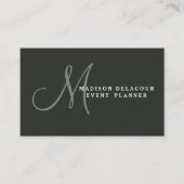 Carte De Visite Élégant professionnel moderne Monogramme bleu & bl (Devant)