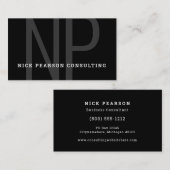 Carte De Visite Élégant professionnel moderne Monogramme noir init (Devant / Derrière)