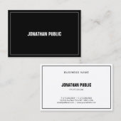 Carte De Visite Élégant Professionnel Moderne Noir Blanc Simple To (Devant / Derrière)