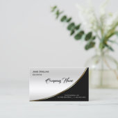 Carte De Visite Élégant professionnel moderne noir clair argent (Debout devant)