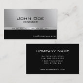 Carte De Visite Élégant professionnel moderne noir et argent (Devant / Derrière)