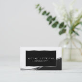 Carte De Visite Élégant professionnel moderne noir et argent (Debout devant)