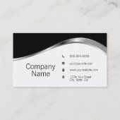 Carte De Visite Élégant professionnel moderne noir et argent (Dos)