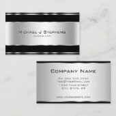 Carte De Visite Élégant professionnel moderne noir et argent (Devant / Derrière)