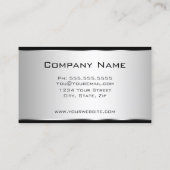 Carte De Visite Élégant professionnel moderne noir et argent (Dos)