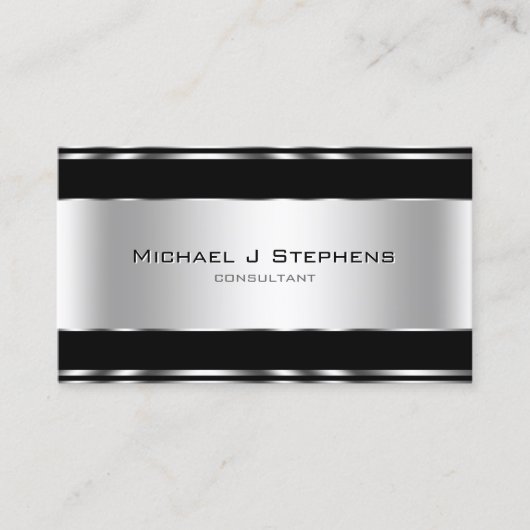 Carte De Visite Élégant professionnel moderne noir et argent (Devant)