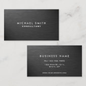 Carte De Visite Élégant professionnel moderne Noir Plain Metal (Devant / Derrière)
