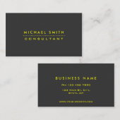 Carte De Visite Élégant professionnel moderne Noir simple (Devant / Derrière)
