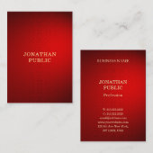 Carte De Visite Élégant professionnel moderne Rouge Damas Gold Tex (Devant / Derrière)