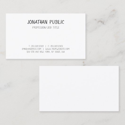 Carte De Visite Élégant Professionnel Moderne Script Main Simple (Devant / Derrière)