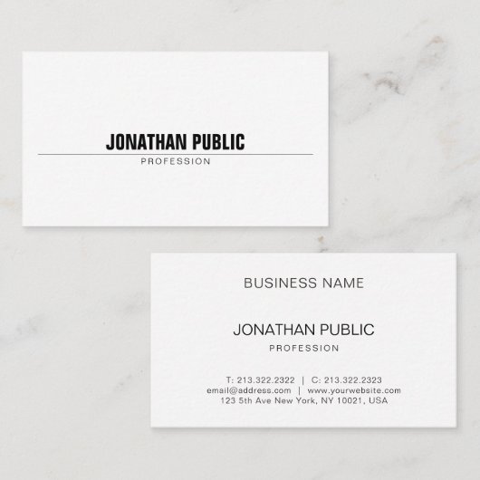 Carte De Visite Élégant Professionnel Moderne Simple Chic Plain (Devant / Derrière)