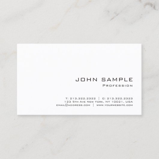 Carte De Visite Élégant Professionnel Moderne Simple Modèle Blanc (Devant)
