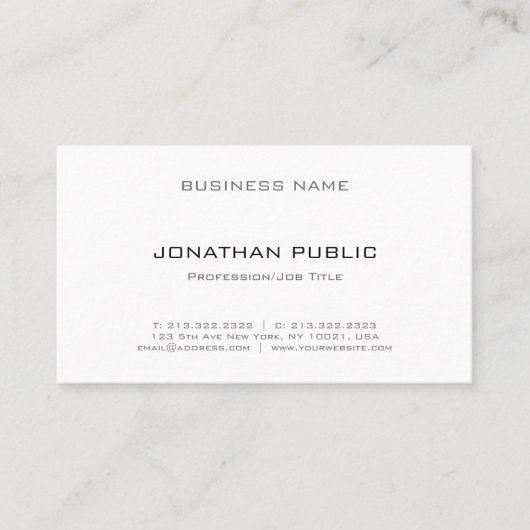 Carte De Visite Élégant Professionnel Moderne Simple Unique Plain (Devant)