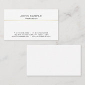 Carte De Visite Élégant professionnel moderne White Gold Simple (Devant / Derrière)
