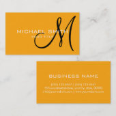 Carte De Visite Élégant professionnel Monogram Plain Tangerine (Devant / Derrière)
