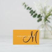 Carte De Visite Élégant professionnel Monogram Plain Tangerine (Debout devant)