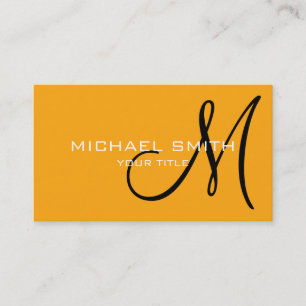 Carte De Visite Élégant professionnel Monogram Plain Tangerine