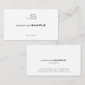 Carte De Visite Élégant Professionnel Monogrammé Chic Blanc Plain (Devant / Derrière)