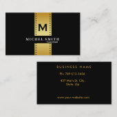 Carte De Visite Élégant professionnel Monogramme Cosmetologue Or (Devant / Derrière)