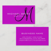 Carte De Visite Élégant professionnel Monogramme Plain Magenta (Devant / Derrière)