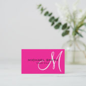 Carte De Visite Élégant professionnel Monogramme rose clair (Debout devant)