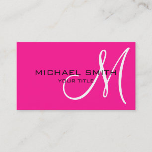 Carte De Visite Élégant professionnel Monogramme rose clair