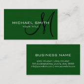 Carte De Visite Élégant professionnel Monogramme vert clair (Devant / Derrière)