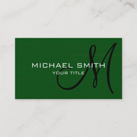 Carte De Visite Élégant professionnel Monogramme vert clair (Devant)