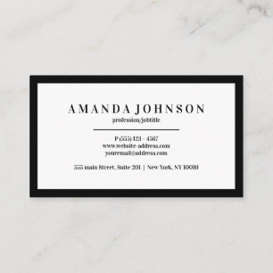 Carte De Visite Élégant professionnel noir blanc minimal