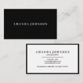 Carte De Visite Élégant professionnel noir blanc minimal (Devant / Derrière)