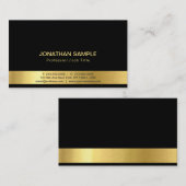 Carte De Visite Elégant professionnel Noir Finition Silk Or Luxe (Devant / Derrière)